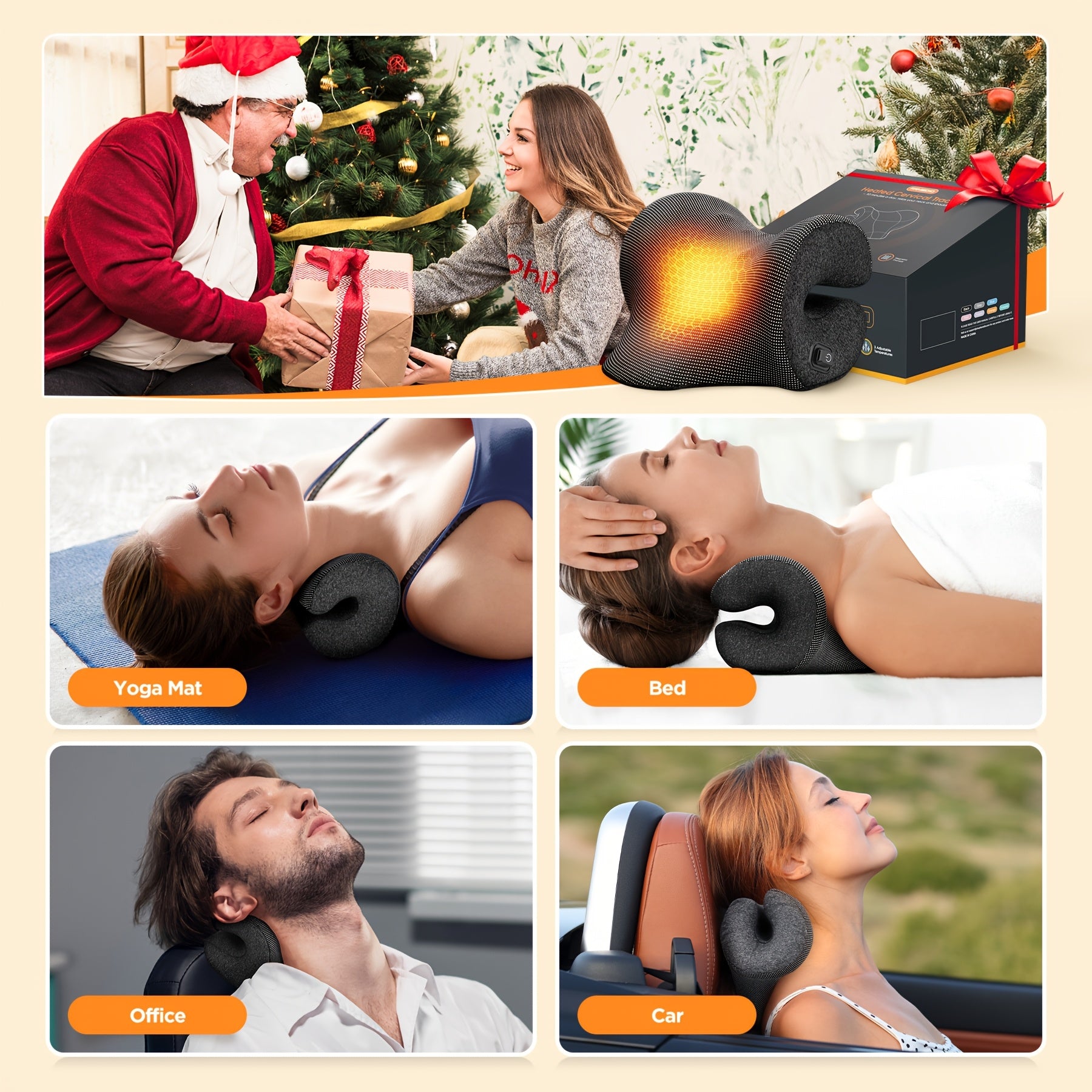 3s Heated Neck And Shoulder Relaxor, 6 Acupressure Points And Graphene Heating Pad, 3-speed Temperature Regulation, Portable Power Supply And Power Cord, Suitable For Home/office/travel, Christmas Gift For Mom, Birthd