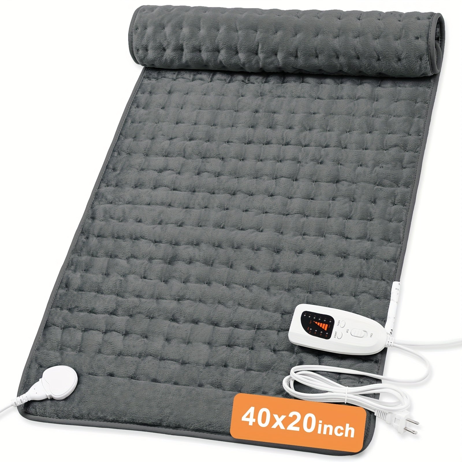 XL Electric Heating Pad for Back Pain & Cramps Relief, Birthday for Women Men Auto Shut Off, Machine Washable, Heat Pad for Neck & Shoulder, 12×24", Gray