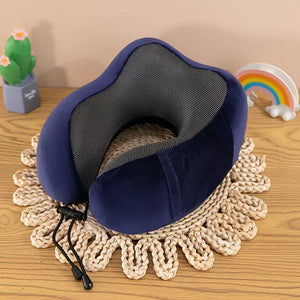 U-Shaped Travel Pillow for Office, Car & Airplane - Portable Neck Support with Ergonomic Design, Black, Spot Clean Only, Durable Polyester, Travel Neck Pillow, Airplane Comfort, Sleek Pillow Design, Soft Texture Pillow