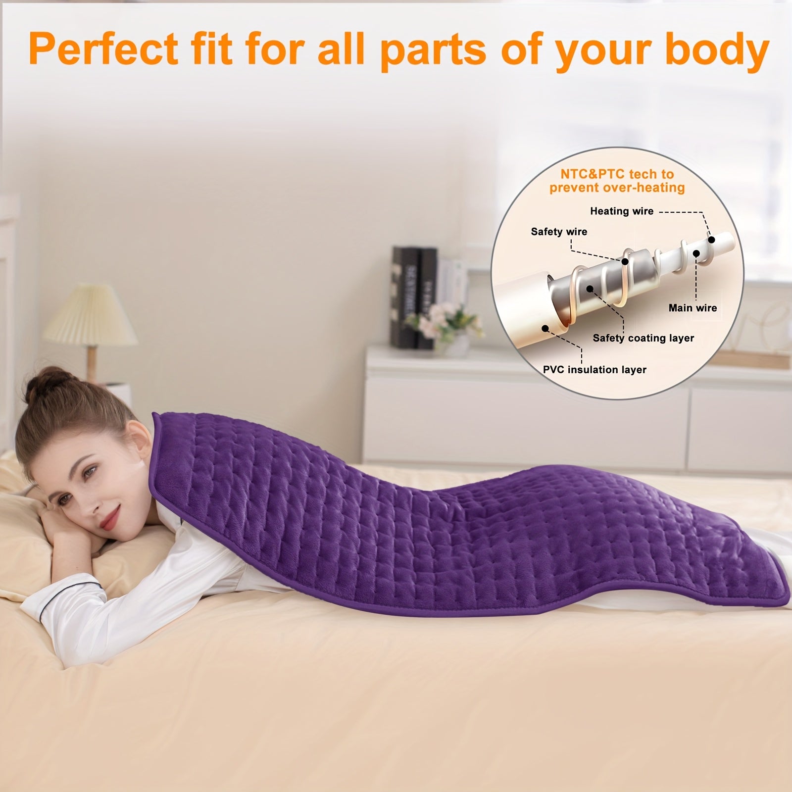 XL Electric Heating Pad for Back Pain & Cramps Relief, Birthday for Women Men Auto Shut Off, Machine Washable, Heat Pad for Neck & Shoulder, 12×24", Gray