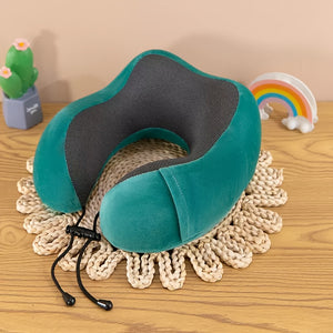 U-Shaped Travel Pillow for Office, Car & Airplane - Portable Neck Support with Ergonomic Design, Black, Spot Clean Only, Durable Polyester, Travel Neck Pillow, Airplane Comfort, Sleek Pillow Design, Soft Texture Pillow