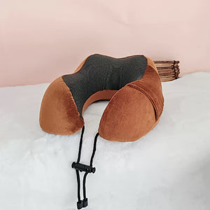 U-Shaped Travel Pillow for Office, Car & Airplane - Portable Neck Support with Ergonomic Design, Black, Spot Clean Only, Durable Polyester, Travel Neck Pillow, Airplane Comfort, Sleek Pillow Design, Soft Texture Pillow