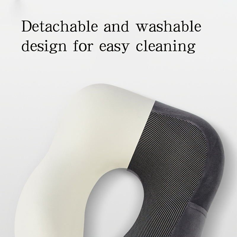 U-Shaped Travel Pillow for Office, Car & Airplane - Portable Neck Support with Ergonomic Design, Black, Spot Clean Only, Durable Polyester, Travel Neck Pillow, Airplane Comfort, Sleek Pillow Design, Soft Texture Pillow