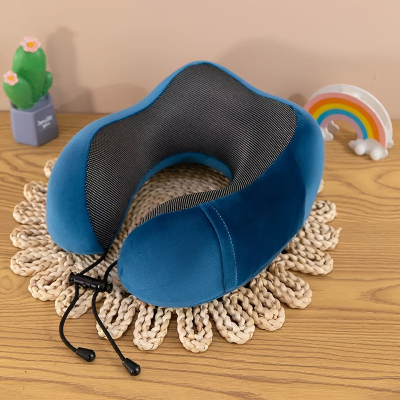 U-Shaped Travel Pillow for Office, Car & Airplane - Portable Neck Support with Ergonomic Design, Black, Spot Clean Only, Durable Polyester, Travel Neck Pillow, Airplane Comfort, Sleek Pillow Design, Soft Texture Pillow