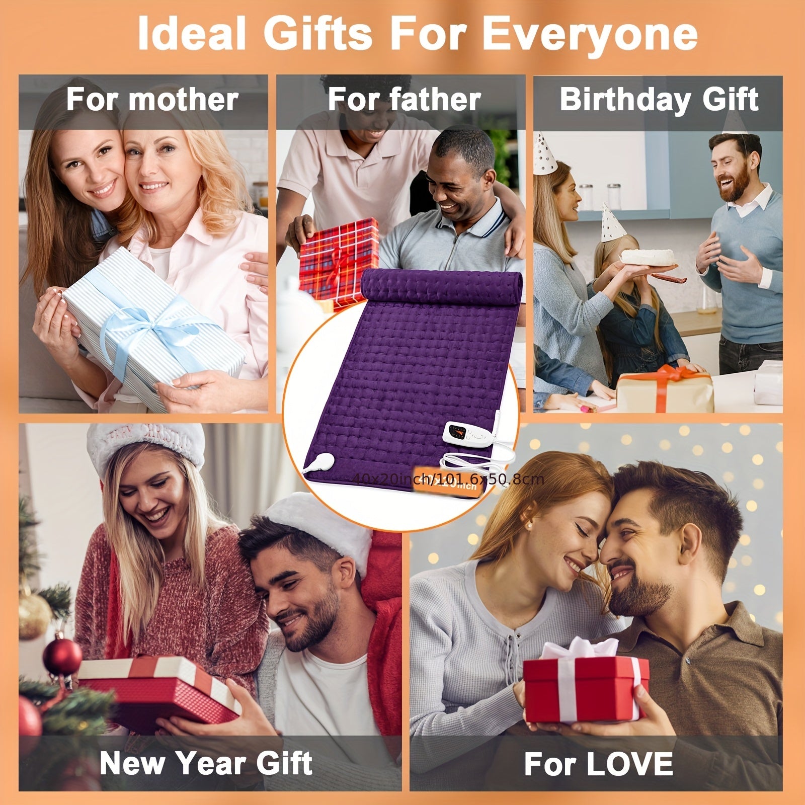 XL Electric Heating Pad for Back Pain & Cramps Relief, Birthday for Women Men Auto Shut Off, Machine Washable, Heat Pad for Neck & Shoulder, 12×24", Gray